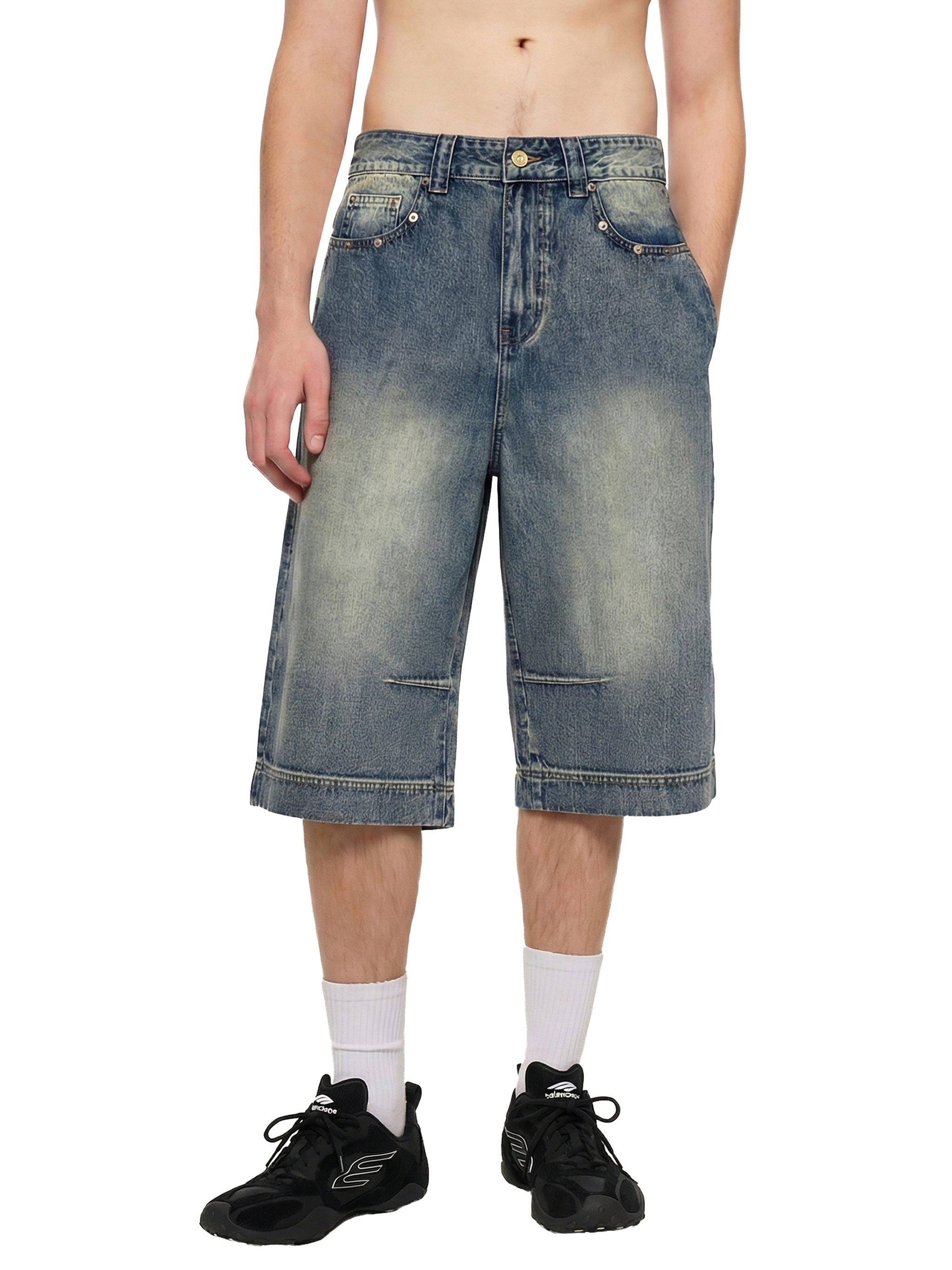 Vintage Wash Baggy Denim Shorts